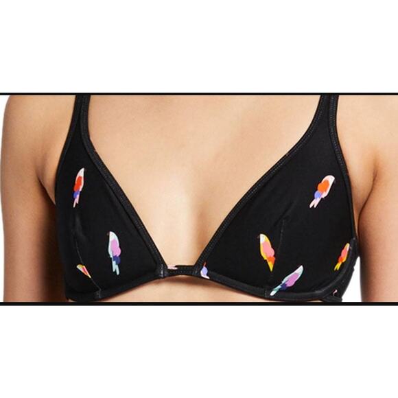 Kate Spade New York Flock Party Underwire Black Parrot Bralette Top Small NWT - Picture 1 of 5